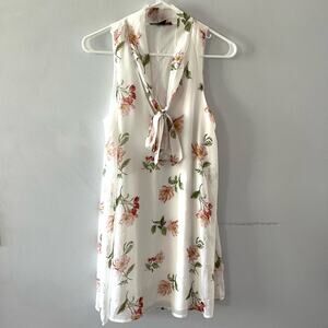 Forever 21 Dress Women's Medium White Floral Mini Sundress Sleeveless Spring
